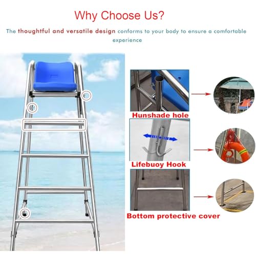 Silla de Salvavidas para Piscina Acero Inoxidable 180 cm miniatura 5