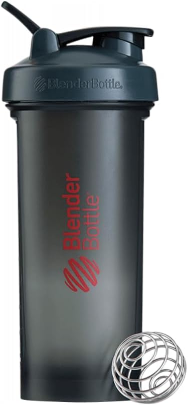 BlenderBottle Pro45 Extra Large Shaker Bottle, Grey/Red, 45-Ounce