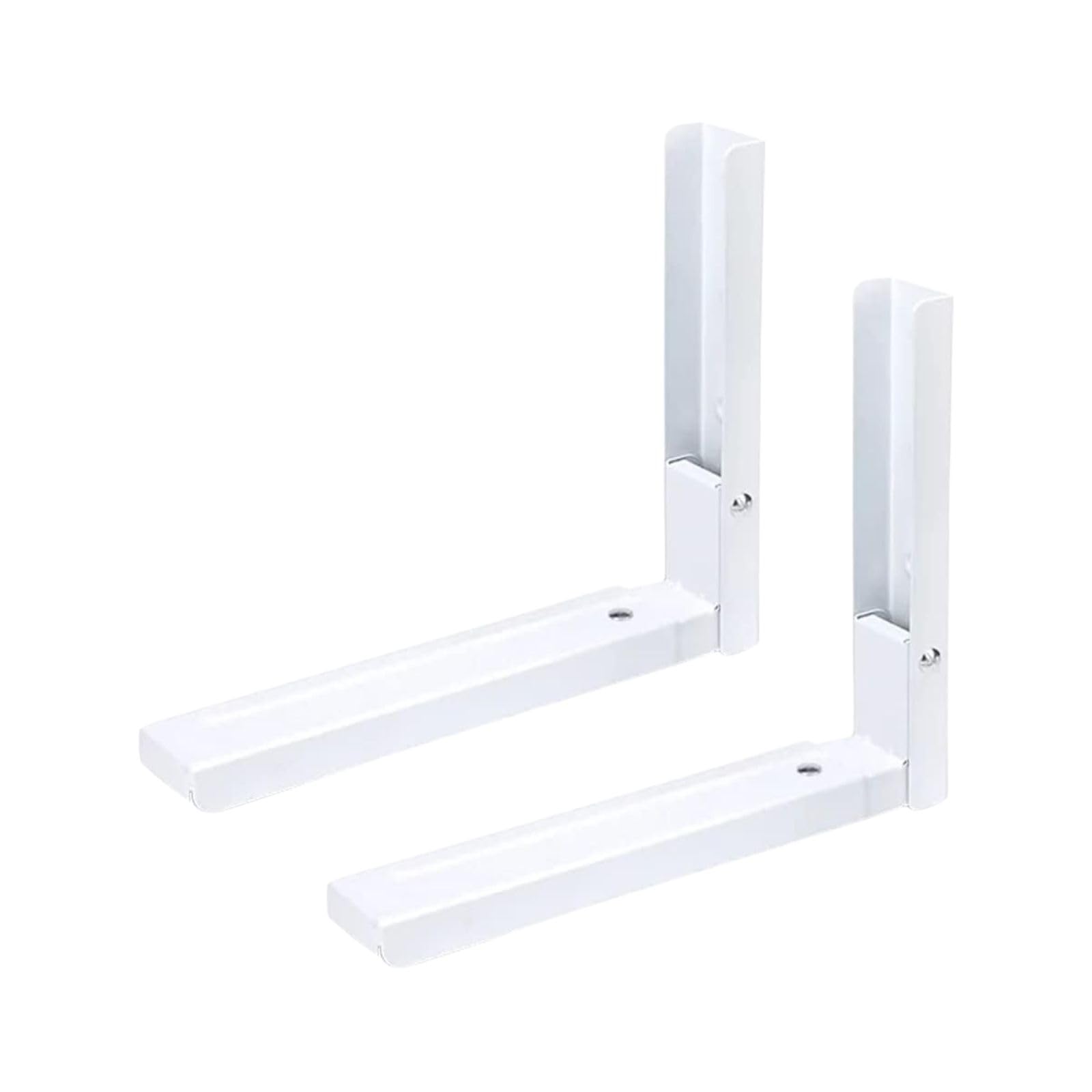 REZSOVEE 2 Pcs White Wall-mounted Microwave Stand, Adjustable Folding Design with Telescopic Shelves, Durable Household Kitchen Accessory, Suitable for All Microwave Ovens