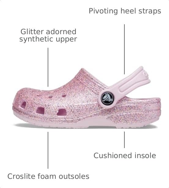 Image of Crocs Kids Unisex Classic Glitter Clog (Toddler) White /Rainbow 5 Toddler M