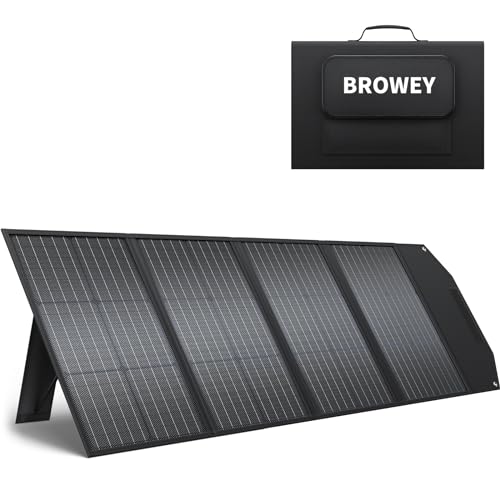 BROWEY 120W Portable Solar Panel for Power Station, USB/Type-C/DC Outputs, Foldable with Adjustable Kickstand, IP68 Waterproof, High Efficiency Solar Charging for Camping & Emergency Power Supply