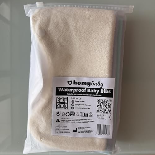 Miniatura 10 de Homybaby Pack 5 Baberos Rizo Bebe Impermeables Y Absorbentes - Ideal Guarderia - Fáciles De Poner Y Quitar - Rizo Suave Algodón Y Capa De Poliester Repelente Líquido - Babero Resistente Reutilizable