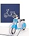Produktbild Grußkarte Motorroller - blau - 3D Pop Up Karte Motorroller, Geburtstagskarte, Grußkarte 3D, Geschenk zum Führerschein, Führerschein Geschenk, Italienkarte