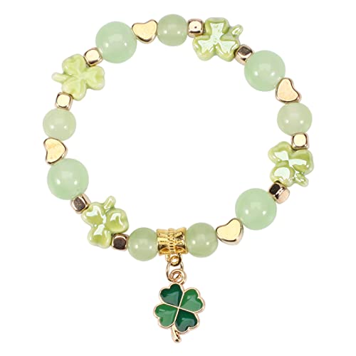 Lonext St.Patrick’s Day Bracelets for Women Charm Bracelet Beaded Stretch Bracelet Festive Costume Party Accessory