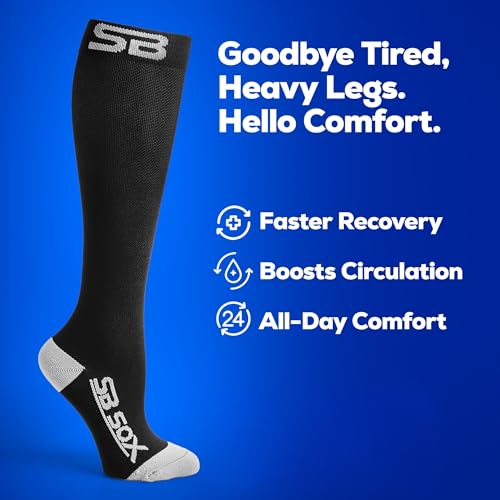 Image of SB SOX Compression Socks for Men & Women (20-30mmHg) - Best Compression Socks for Travel, Medical, Sports, Wide Calf Fit, and Daily Wear