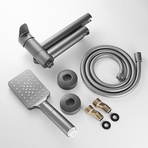 Mitigeur bain-douche d'exception gris mat avec système monocommande multifonction