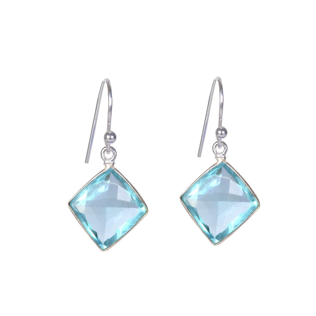Silverwala 925-92.5 Sterling Silver Light Blue Chalcedony,Quartz Stone fashion Hanging Earring for Women and Girls (Aqua blue) (B09WV4JDZ1) Amazon Price History, Amazon Price Tracker