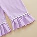 Multitrust Baby Girls Ruffled Cotton Pajamas Set Long Sleeve Button Down Shirts and Flared Pants Matching Pj Sets Sleepwear (Solid Purple, 5-6 Years)