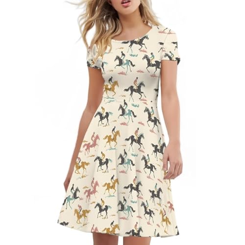 Image of Biyejit Women's Summer Casual Short Sleeve T-Shirt Swing Dress Crew Neck Plus Size S-4XL