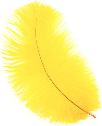 Zucker 12pc Ostrich Feather Craft Supplies - 4-8 inch (10-20 cm) Natural Colorful DIY Wedding Home Decor - Gold Yellow