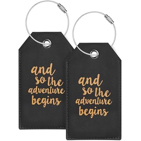 Casmonal Luggage Tags with Full Back Privacy Cover w/Steel Loops (Black 02 pcs Set) Cover