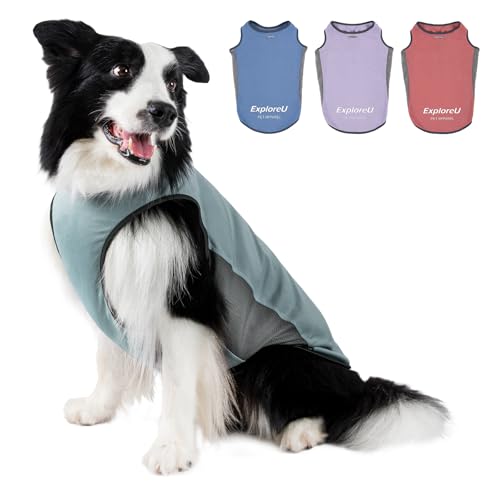 ExploreU Dog Shirts Dog Cooling Vest Dog Summer Clothes(Misty Glade XL)