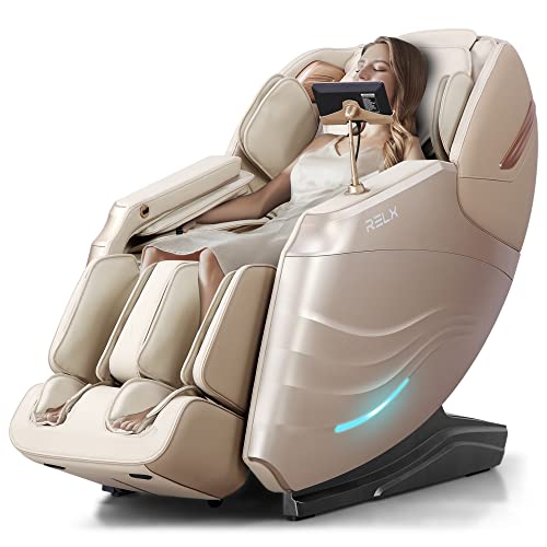 Relx Massage Chair Full Body Zero Gravity Sl-Track Shiatsu Massage Chair, 12 Modes, Built-In Heat Therapy System, Airbag Massage, With Yoga Stretch, Foot Massage, Ai Control And Lcd Screen（Cream） #TOP20