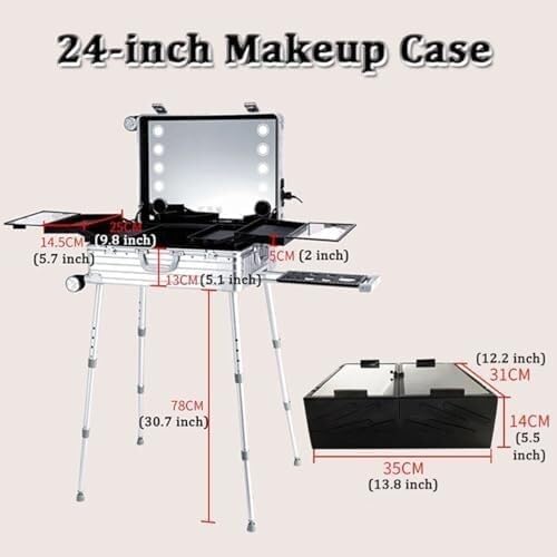 Miniatura 7 de Maletín De Maquillaje Profesional Con Ruedas, Estuche De Maquillaje Con Ruedas Extragrande Y Cierre, Estuche Protector De Maquillaje, Organizador De