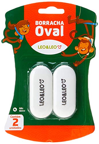 Borracha Escolar Branca Oval Blister Com 2 Unidades Leo&Leo Leonora, Branca