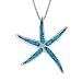 Sterling Silver Synthetic Blue Opal Starfish Pendant Necklace, 18+2" Extender