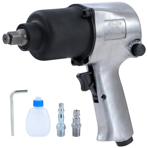 ORAZIO Air Impact Wrench 1/2 Twin Hammer 600Nm Max Torque Garage Car Truck Wheel Tyre Bolts Removal Installation Pneumatic Tool (Budget)