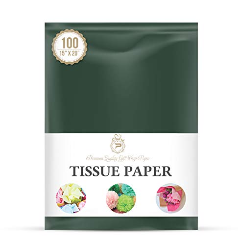 Dark Green Gift Wrapping Tissue Paper for Gift Packaging, Floral, Birthday, Christmas, Halloween, DIY Crafts and More 15  X 20  100 Sheets