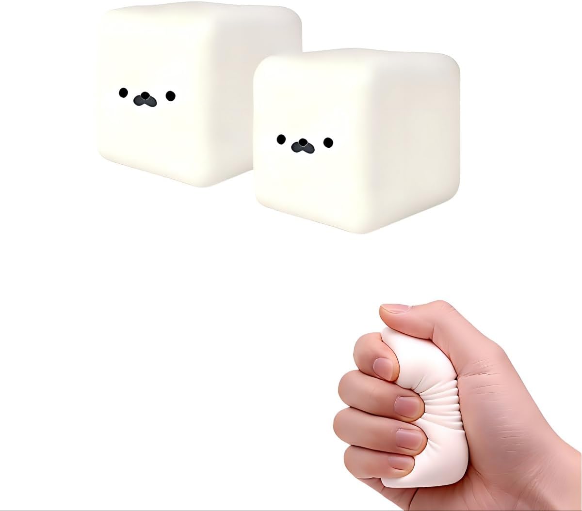 2PCS Soft Tofu Seal Squishy Toys,White Cube Slow Rising Stress Relief Fidget Blocks,Slow Rising Squishy Silky Squeeze Moldable Stress Ball for Anxiety Relief,Relaxation and Focus Improvement for Adult