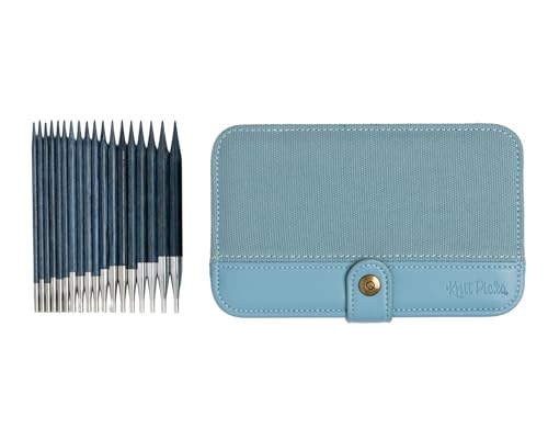 Image of Knit Picks x dellaQ Blue Interchangeable Knitting Needles with Dusty Blue Buddy Case (Dusty Blue and Regular Blue Needles)