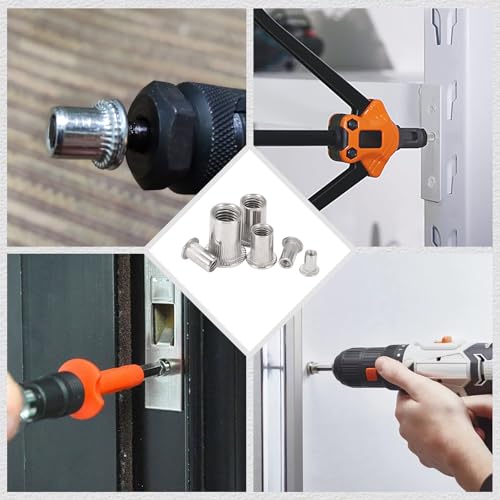 HSEAMALL 240 Stück Blindnietenmutter Set M3 M4 M5 M6 M8 M10 Nietmuttern 304 Edelstahl Gewindeeinsätze Blindnieten für Metall Kfz, Metallbau & DIY