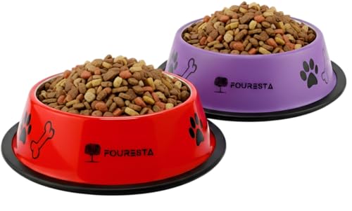 Image of Large Dog Bowl 720ml Combo Pack of 2 - Non Skid Feeding Bowls for Dogs Durable Food and Water Bowl Stainless Steel Pet Bowls Easy to Clean for Daily Use
