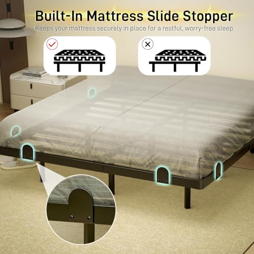 qimamo 14 Inch Floating Queen Bed Frame with Smart LED Lights and Charging Station, Modern Metal Queen Bed Frame, Easy to Assemble, No Box Spring Needed (Queen) - Image 4