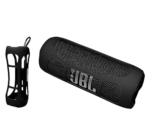GETGEAR Silicone Cover Sleeve for JBL Flip 6 Portable Bluetooth Speaker, Customized Design Cover Portable Protection Solution, Best Matching in Shape and Color (Black)