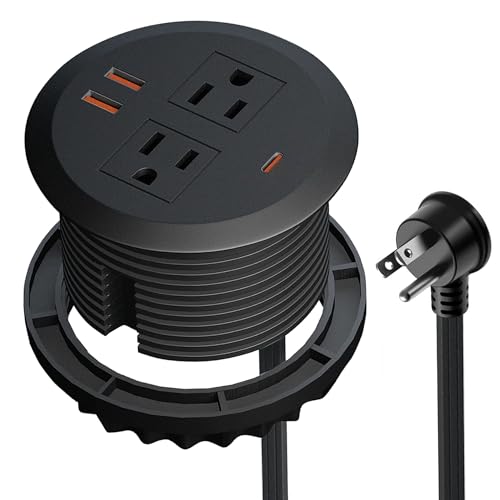 MAZZGOFOR 3 Inch Desktop Power Grommet,65W GaN USB C Fast Charging Station,3-USB Port,Flush Mounted for 3-1/8