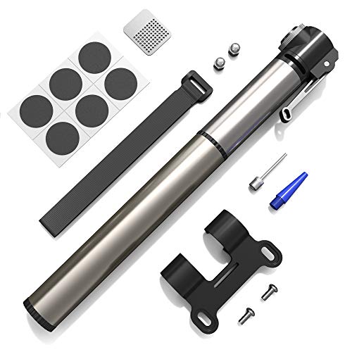 Mini Bike Pump, Portable Bicycle Pump, Bike Hand Pump Fits Presta and Schrader Valve, Lightweight Bike Frame Pump High Pressure 120 PSI