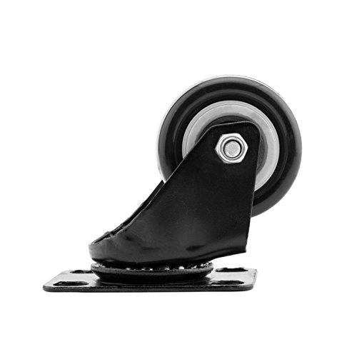 Ulifestar 4 Pcs 1.5 Inch Heavy Duty Caster Wheels Polyurethane Pu Rubber Swivel Casters With Top Plate & Strong Bearing Total 400Lb Quite Mute Non-Marking Locking Stem Casters Black (1.5'') #TOP6