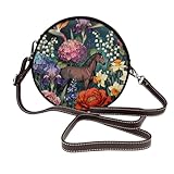 Bolso cruzado pequeño de cuero para mujer, Plantas retro de caballo marrón, Talla única