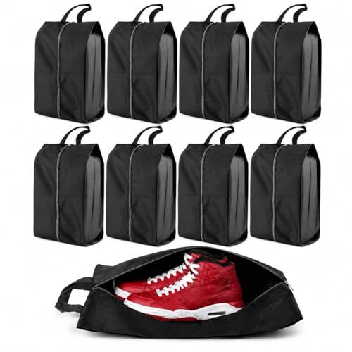8 Pack Reusable Shoe Bags for Travel with Smooth-Zipper