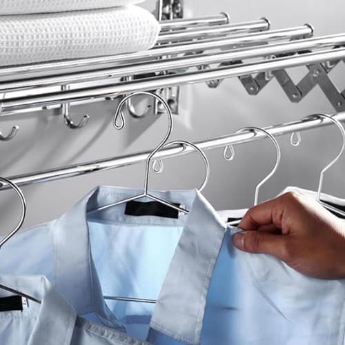 Stainless Steel Clothes Airer Towel Rack Foldable Extendable Wall Dryer Rack for Indoor/Outdoor Space Saving(Size:80CM)