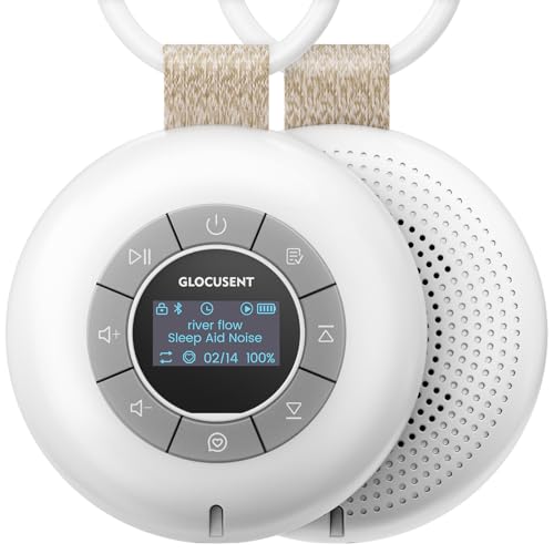 Glocusent White Noise Machine: Tragbar mit 62 Sounds, Bluetooth & 2000mAh Akku, Einschlafmusik-Timer für Baby Entspannung, Ideal für Baby Erstausstattung Neugeborene (White, M)