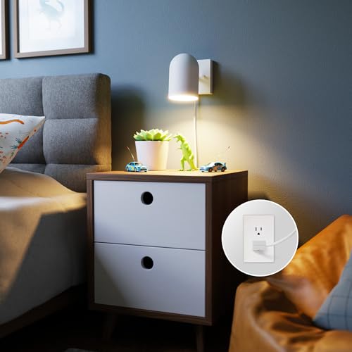 Image of Globe Electric 1-Light Matte White Plug-in or Hardwire Wall Sconce | Matte White, 6 Ft Braided Fabric Cord, Inline Rocker Switch, Bedside Wall Light, Renter-Friendly
