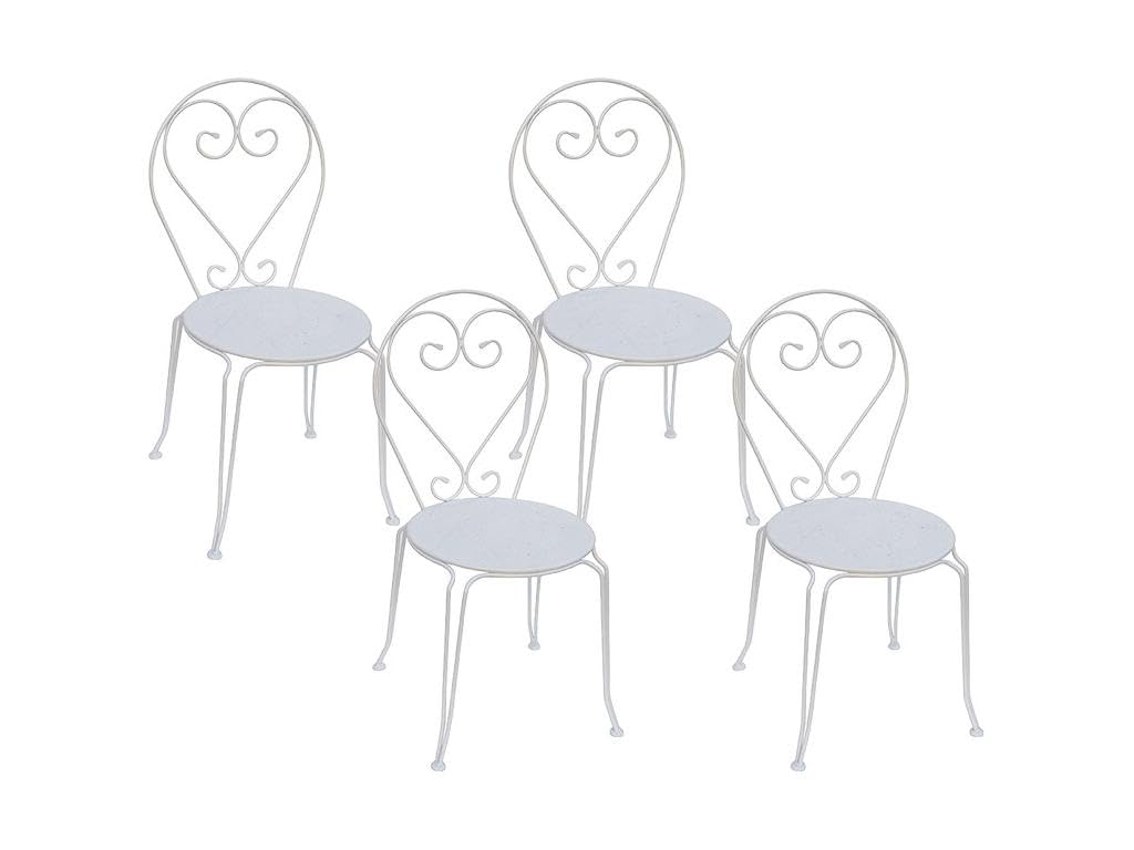 Vente-unique-Conjunto de 4 sillas para jardín de Metal Estilo Hierro Forjado - Blanco - GUERMANTES