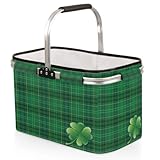 cfpolar Market Basket Collapsible Irish Four Leaf Large Shopping Basket with Handle Heavy Duty Reusa