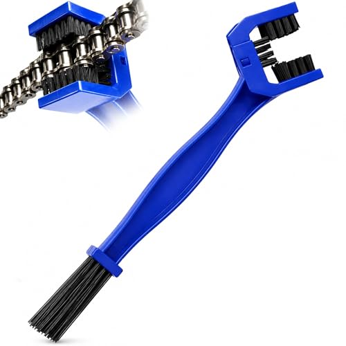 Image of Bike Chain Cleaner Brush, 3-Sided Chain Cleaning Tool with Long Nylon Bristles for Bicycle, MTB & Motorcycle, Sprocket & Drivetrain Cleaning, Reusable (Blue)