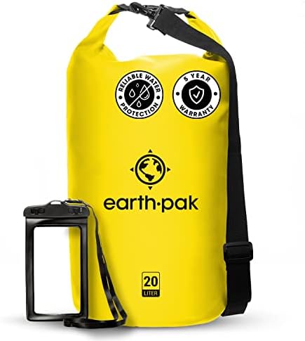 Earth Pak -Waterproof Dry Bag - Roll Top Dry Compression Sack Keeps Gear Dry for Kayaking, Beach, Rafting, Boating, Hiking, Camping and Fishing with Waterproof Phone Case