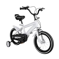 Vélo Enfant 14 Pouces AOOUNGM – Avec Roues Stabilisatrices, Pour Filles Et Garçons De 3 à 6 Ans, Blanc, 100-115 Cm