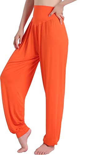 Hoerev® Super Soft Modal Spandex Harem Yoga/ Pilates Pants, Orange, Small #TOP1