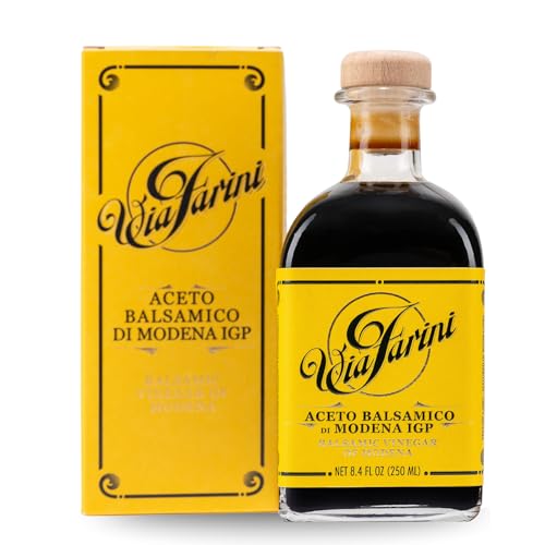 Via Farini Yellow Label Aceto Balsamico Di Modena IGP Aged Artisan Italian Balsamic Wine Vinegar 8.45 Fl Oz with Gift Box
