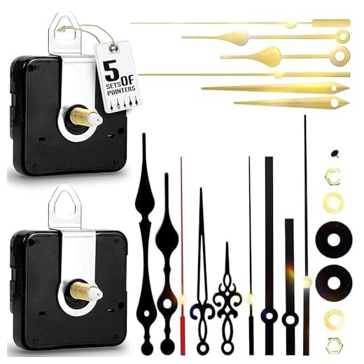 2Pcs Quartz Clock Mechanism Kit, Clock Movement Parts Motor Replacement DIY Repair Parts with 5 Set Hands (No Battery)