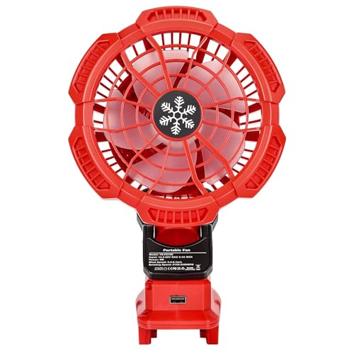 Image of Philophca Cordless Clip Fan Compatible with Milwauke 18V Battery, Personal Battery Operated 3 Speed Camping Fan with USB Port 330° & 110° Pivoting, Powerful Wind