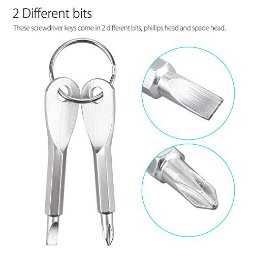 4PCS Mini Pocket Screwdriver Set Keychain Outdoor Tool Kit Stainless Steel Black+Silver