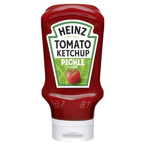 Image of Heinz Tomato Ketchup Pickle Flavour • Tangy Tomato Sauce with Pickled Cucumber Inspired Taste, Thick Gourmet Burger & Fries Dip • Ketchup for Sandwiches, Wraps & Snacks, Easy Squeeze Bottle, 16.23 oz ℮ 460 g