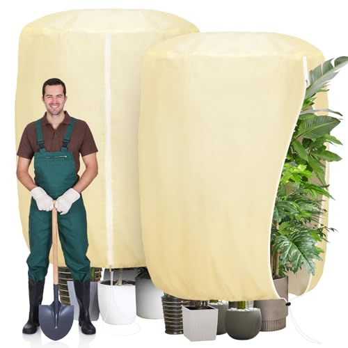 Verdenu 2 Pezzi Cappuccio Protezione Piante, 200cm×140cm Copertura Piante Inverno Non Tessuto, 90g/㎡ Telo Copri Piante Antigelo, con Cerniera e Corda