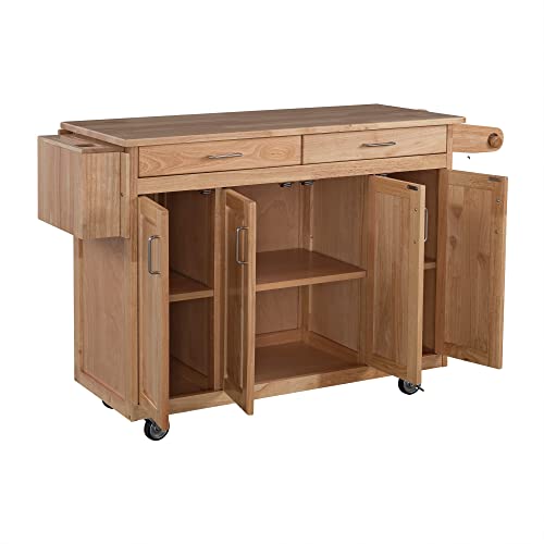 Homestyles General Line Natural Mobile Kitchen Cart, 54"W