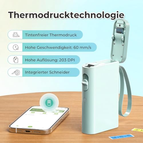 Nelko Etikettendrucker,Bluetooth P21 Selbstklebendes Etikettiergerät Grün – Ansicht 5